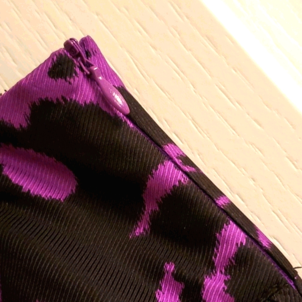 Kensie Purple Black Silk Mini Skirt Pleated Waist Party Skirt Size 10 NWOT - Picture 3 of 10